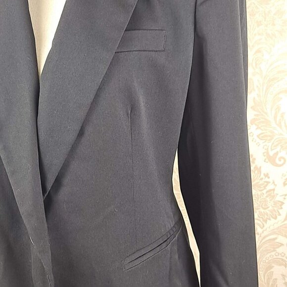 Anne Klein Size 10 Black 1 Button Blazer Notched Lapels Long Slv 3 Pockets NWOT - Picture 5 of 11